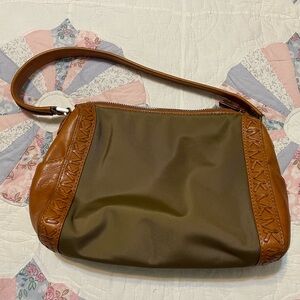 Michael kors purse leather and green canvas